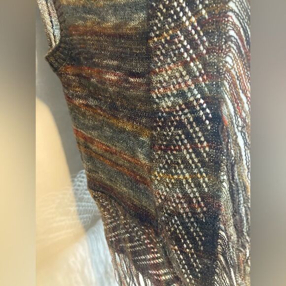 Est 1946 Brown Multicolor Knit Open Front Fringe Sweater Vest Women's Size Small - Picture 2 of 10